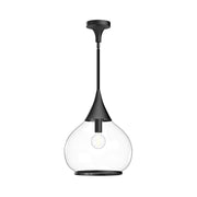 Alora Mood Hazel 14in 1-Light Pendant | Vintage Clear Glass and Matte Black | Kitchen Island & Dining Room | 18 x 14 x 14 in | Model PD524214MBCL