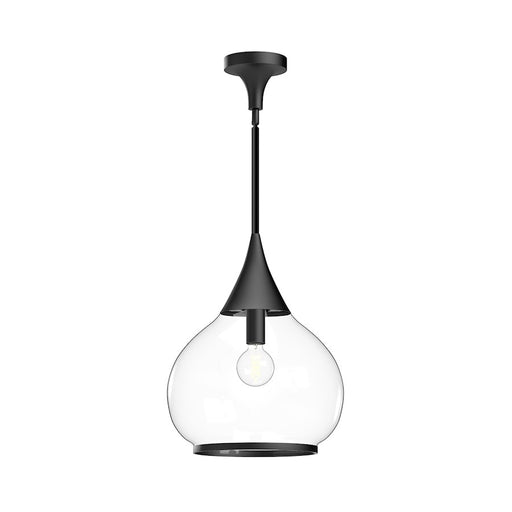Alora Mood Hazel 14in 1-Light Pendant | Vintage Clear Glass and Matte Black | Kitchen Island & Dining Room | 18 x 14 x 14 in | Model PD524214MBCL