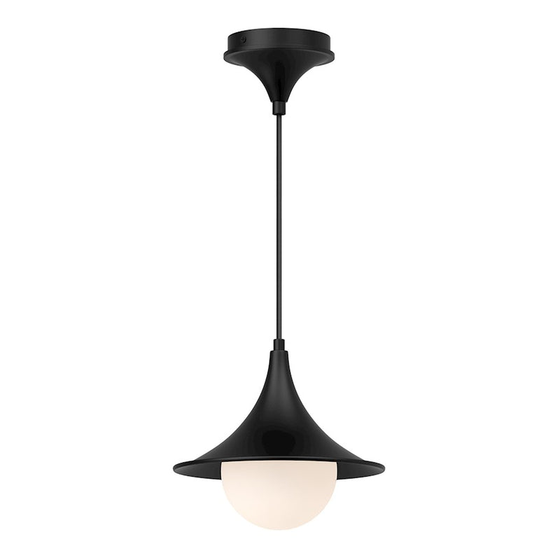 Kuzco Fuji 1-Light 9.5in Pendant | Modern Matte Black and Opal Glass | Kitchen Island & Dining Room | 9.5 x 9.5 x 8.62 in | Model PD525009MBOP