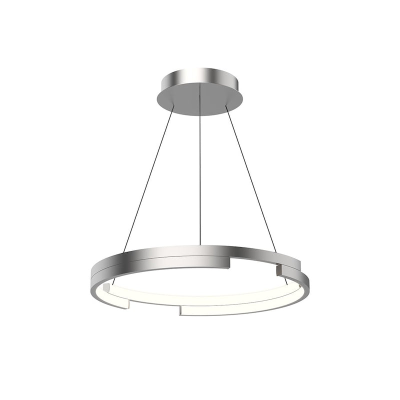 Kuzco Anello Minor 19in LED Pendant | Modern Brushed Nickel and Frosted Acrylic | Kitchen Island & Dining Room | 19 x 1.75 in | Model PD52719-BN
