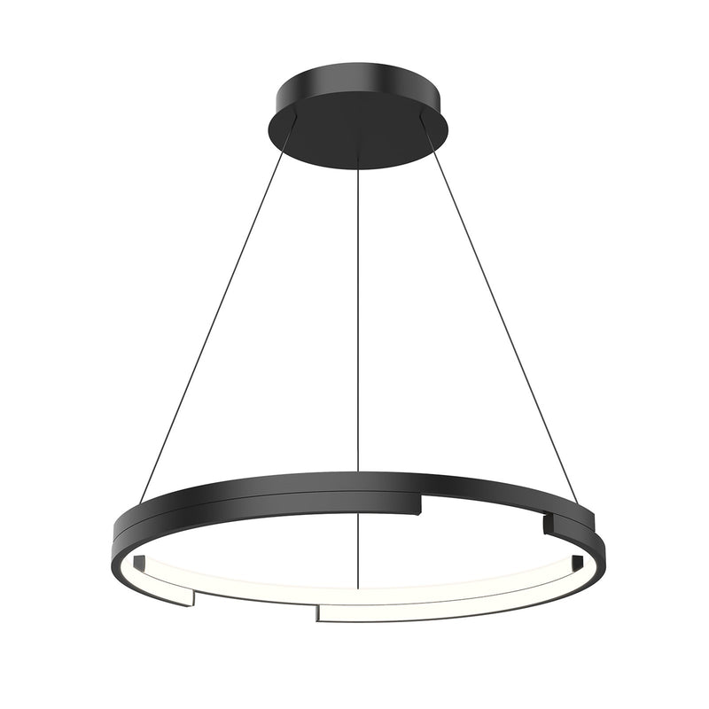 Kuzco Anello Minor 24in 1-Light LED Pendant | Modern Black and Frosted Acrylic | Kitchen Island & Dining Room | 24 x 24 x 2 in | Model PD52724-BK