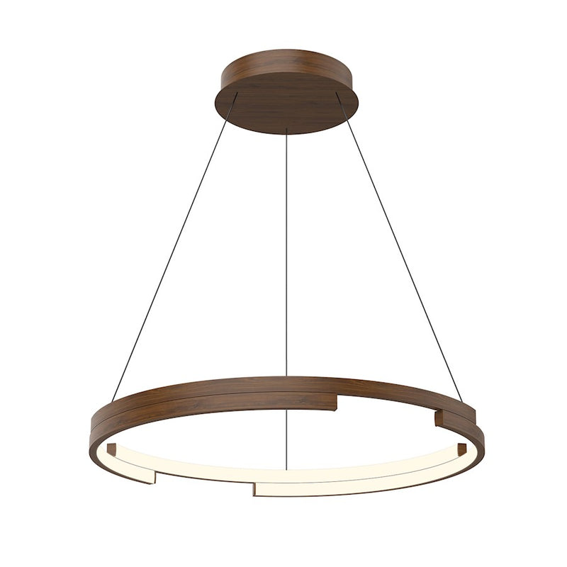 Kuzco Anello Minor 24in LED Pendant | Modern Walnut Metal and Frosted Acrylic Diffuser | Dining Room & Living Room | 1.75 x 24 in | Model PD52724-WT