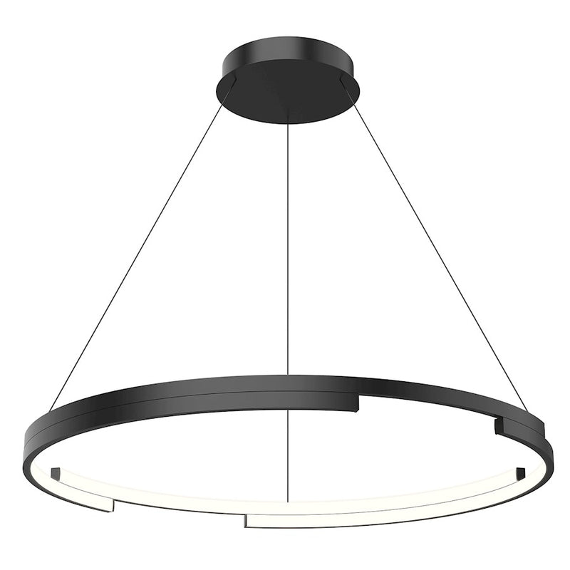 Kuzco Anello Minor 32in 1-Light LED Pendant | Modern Black Steel and Frosted Acrylic Diffuser | Kitchen Island & Dining Room | Model PD52732-BK