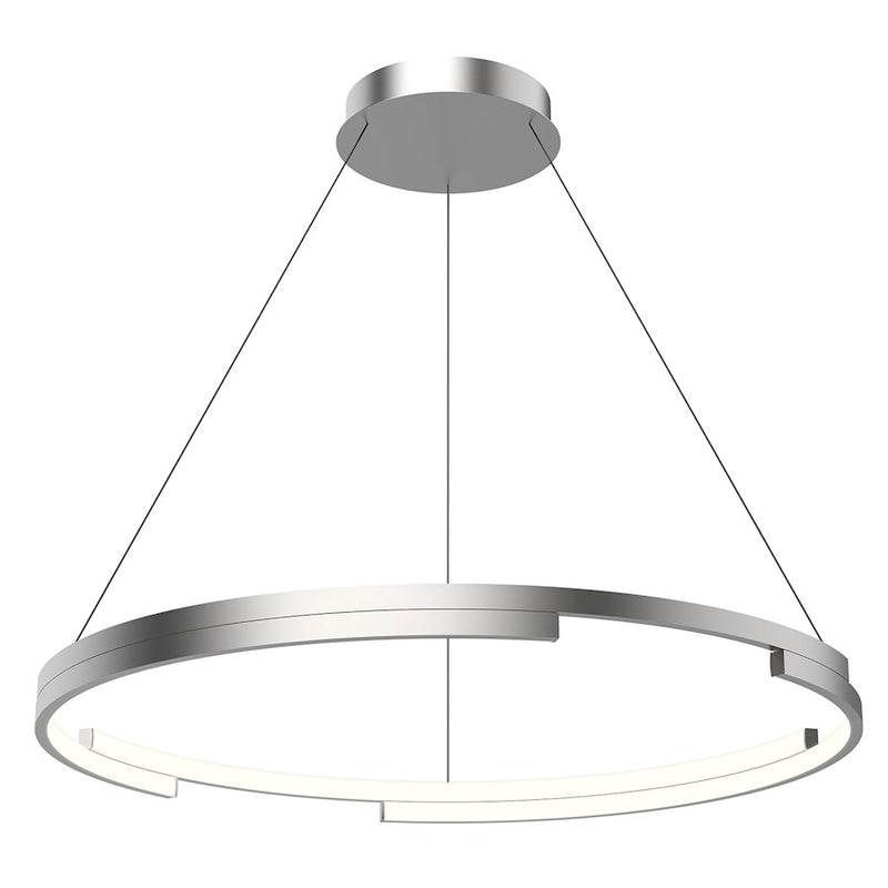 Kuzco Anello Minor 32in LED Pendant | Modern Brushed Nickel and Frosted Acrylic | Living Room & Dining Room Statement Light | Model PD52732-BN