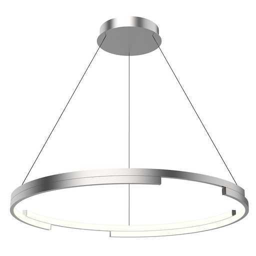 Kuzco Anello Minor 32in LED Pendant | Modern Brushed Nickel and Frosted Acrylic | Living Room & Dining Room Statement Light | Model PD52732-BN