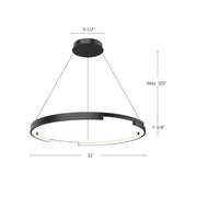 Kuzco Anello Minor 32in LED Pendant | Modern Brushed Nickel and Frosted Acrylic | Living Room & Dining Room Statement Light | Model PD52732-BN