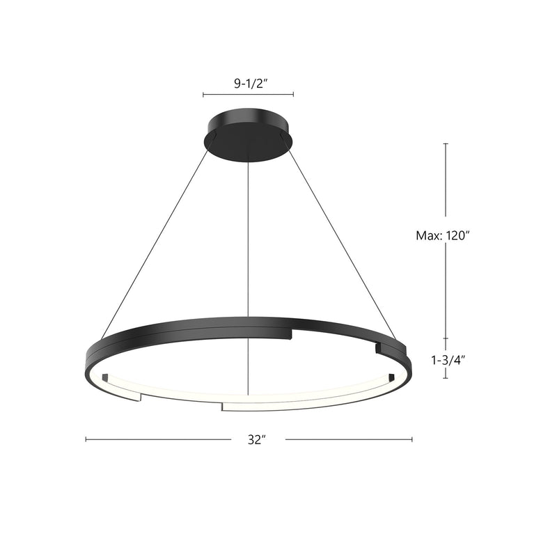 Kuzco Anello Minor 32in LED Pendant | Modern Brushed Nickel and Frosted Acrylic | Living Room & Dining Room Statement Light | Model PD52732-BN