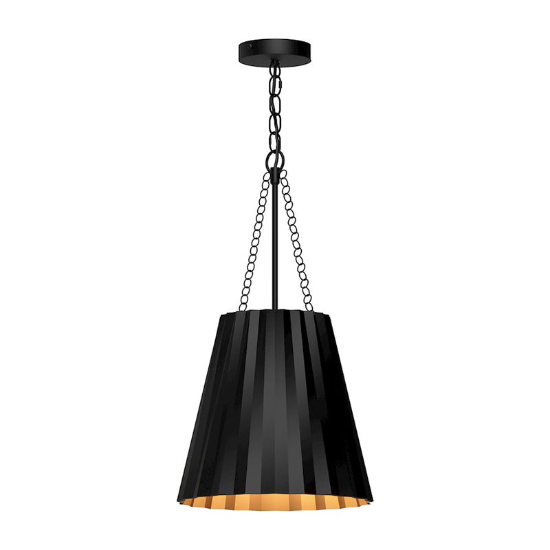 Kuzco Alora Mood Plisse 12in 1-Light Pendant | Modern Matte Black Metal | Kitchen Island & Dining Room | 8 x 1 x 20.75 in | Model PD528012MB