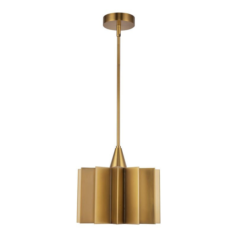 Alora Mood Plisse 1-Light 11in Pendant | Vintage Aged Gold Metal | Kitchen Island & Dining Room Pendant | Model PD528412AG