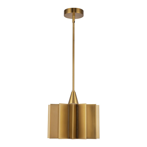 Alora Mood Plisse 1-Light 11in Pendant | Vintage Aged Gold Metal | Kitchen Island & Dining Room Pendant | Model PD528412AG