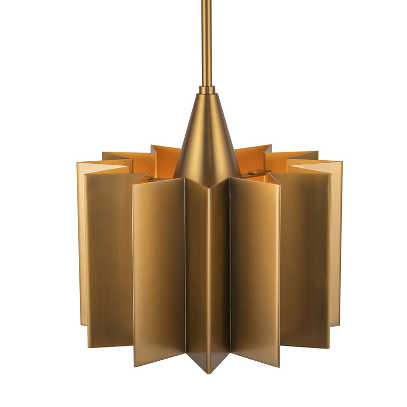 Alora Mood Plisse 1-Light 11in Pendant | Vintage Aged Gold Metal | Kitchen Island & Dining Room Pendant | Model PD528412AG