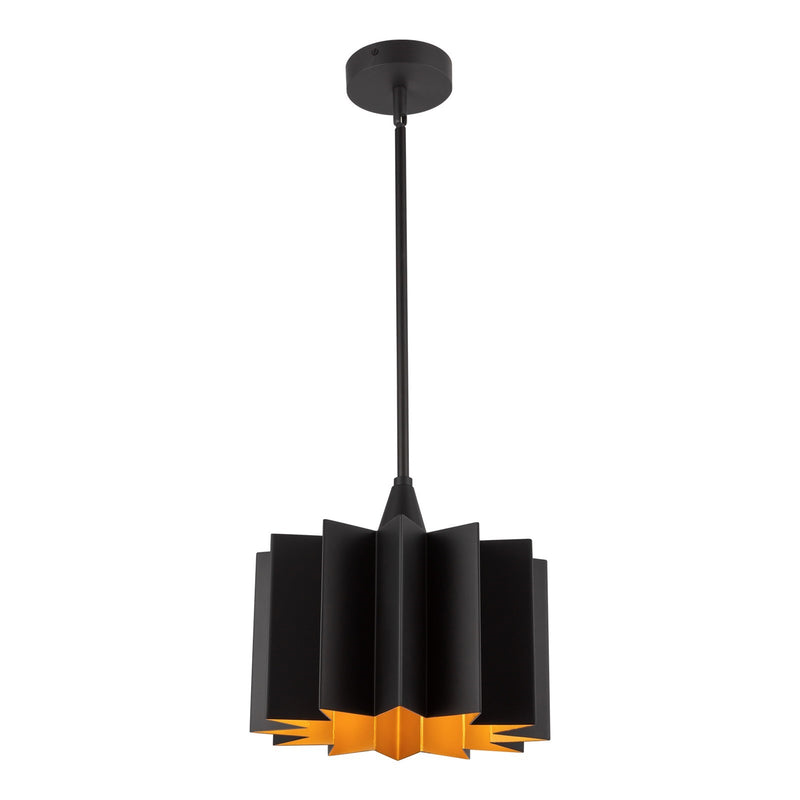 Kuzco Plisse 11in 1-Light Pendant | Matte Black Metal | Dining Room & Entryway | 11.12 x 11.62 in | Model PD528412MB