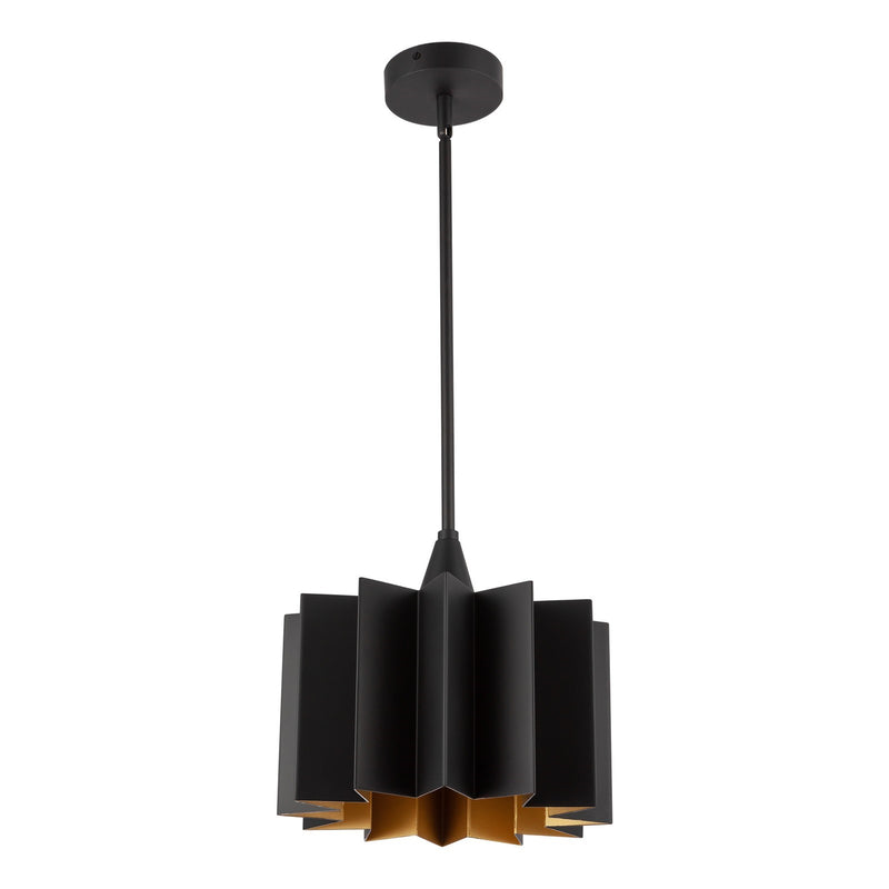Kuzco Plisse 11in 1-Light Pendant | Matte Black Metal | Dining Room & Entryway | 11.12 x 11.62 in | Model PD528412MB