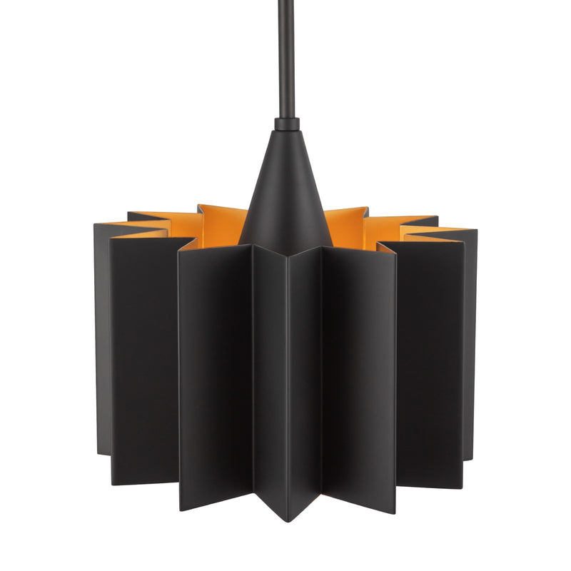 Kuzco Plisse 11in 1-Light Pendant | Matte Black Metal | Dining Room & Entryway | 11.12 x 11.62 in | Model PD528412MB
