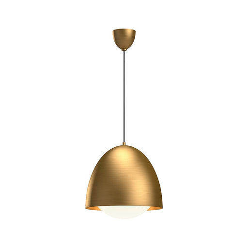 Alora Mood Kenji 16in 1-Light Pendant | Japandi Aged Gold Metal and Opal Glass | Kitchen Island & Dining Room Pendant | 60W E26 | Model PD529116AGOP