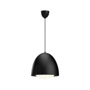 Kuzco Kenji 16in 1-Light Pendant | Matte Black and Opal Glass | Japandi Style | Kitchen Island & Dining Room | 16 in H | Model PD529116MBOP