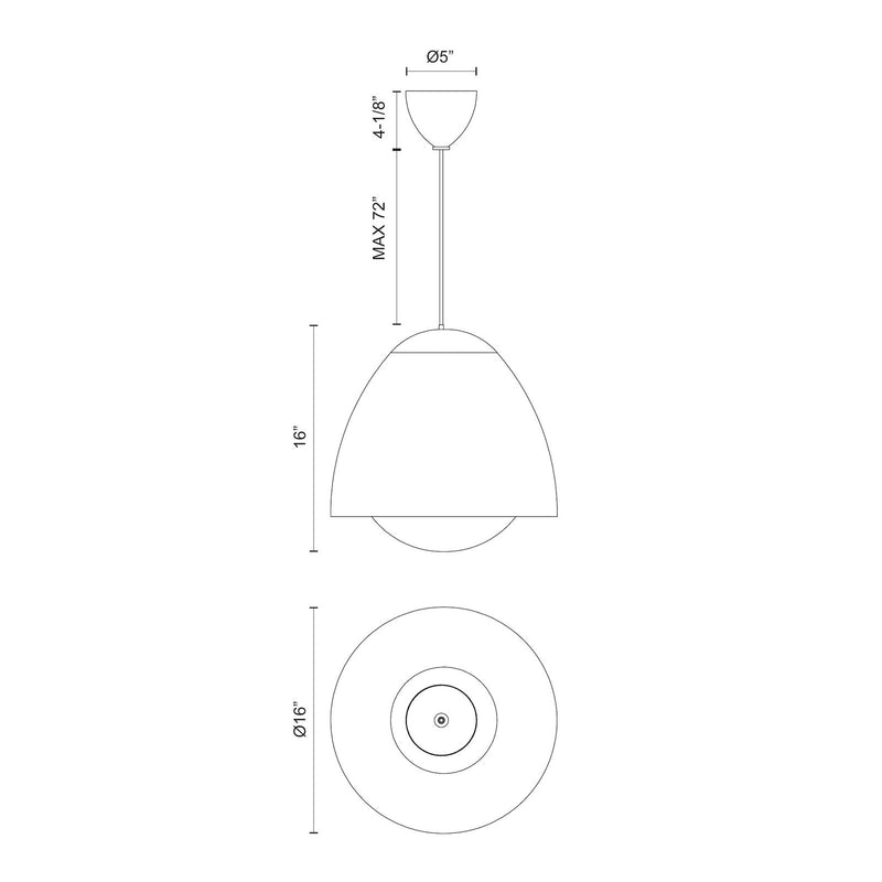 Kuzco Kenji 16in 1-Light Pendant | Matte Black and Opal Glass | Japandi Style | Kitchen Island & Dining Room | 16 in H | Model PD529116MBOP