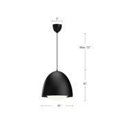 Kuzco Kenji 16in 1-Light Pendant | Matte Black and Opal Glass | Japandi Style | Kitchen Island & Dining Room | 16 in H | Model PD529116MBOP