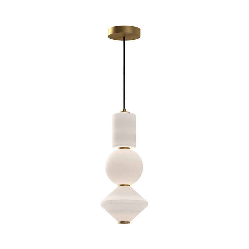 Kuzco Bijou 8in LED Pendant | Aged Gold Steel and Opal Matte Glass | Kitchen Island & Dining Room | 7.9 x 7.9 x 19.4 in | Model PD530341AGOP