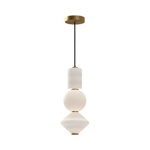 Kuzco Bijou 8in LED Pendant | Aged Gold Steel and Opal Matte Glass | Kitchen Island & Dining Room | 7.9 x 7.9 x 19.4 in | Model PD530341AGOP