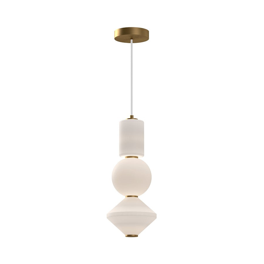 Kuzco Bijou 8"LED Pendant, Aged Gold/Opal Matte Glass - PD530341AGOP-UNV
