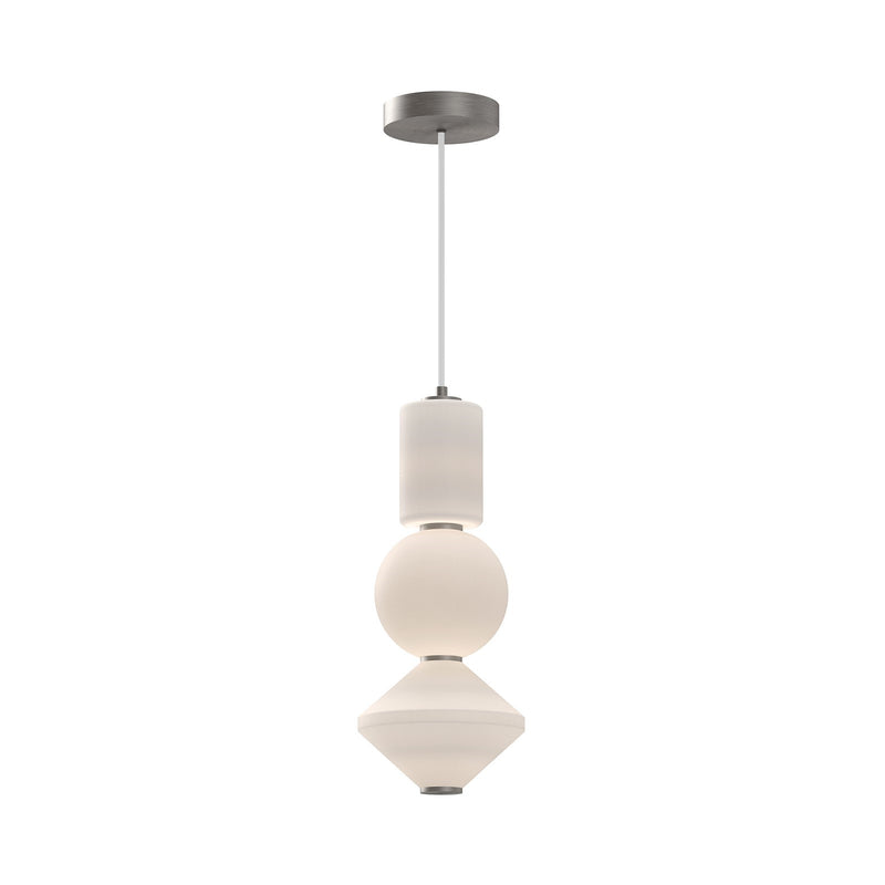 Alora Mood Bijou 8in 1-Light LED Pendant | Modern Brushed Nickel and Opal Matte Glass | Kitchen Island & Dining Room | Model PD530341BNOP