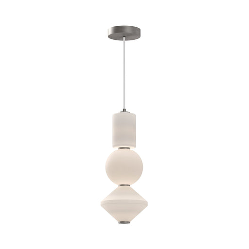 Alora Mood Bijou 8in 1-Light LED Pendant | Modern Brushed Nickel and Opal Matte Glass | Kitchen Island & Dining Room | Model PD530341BNOP