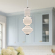 Alora Mood Bijou 8in 1-Light LED Pendant | Modern Brushed Nickel and Opal Matte Glass | Kitchen Island & Dining Room | Model PD530341BNOP