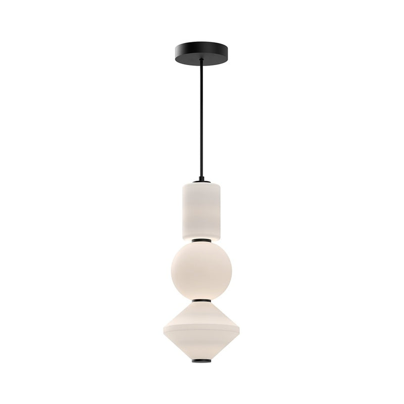 Alora Mood Bijou 8" LED Pendant, Black/Opal Glass/Opal Glass