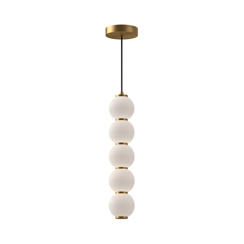Kuzco Bijou 5-Light LED Pendant | Aged Gold and Opal Matte Glass | Dining Room & Kitchen Island | 21.25in H x 4.38in Dia | Model PD531515AGOP