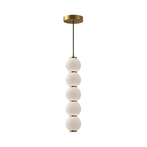 Kuzco Bijou 5-Light LED Pendant | Aged Gold and Opal Matte Glass | Dining Room & Kitchen Island | 21.25in H x 4.38in Dia | Model PD531515AGOP