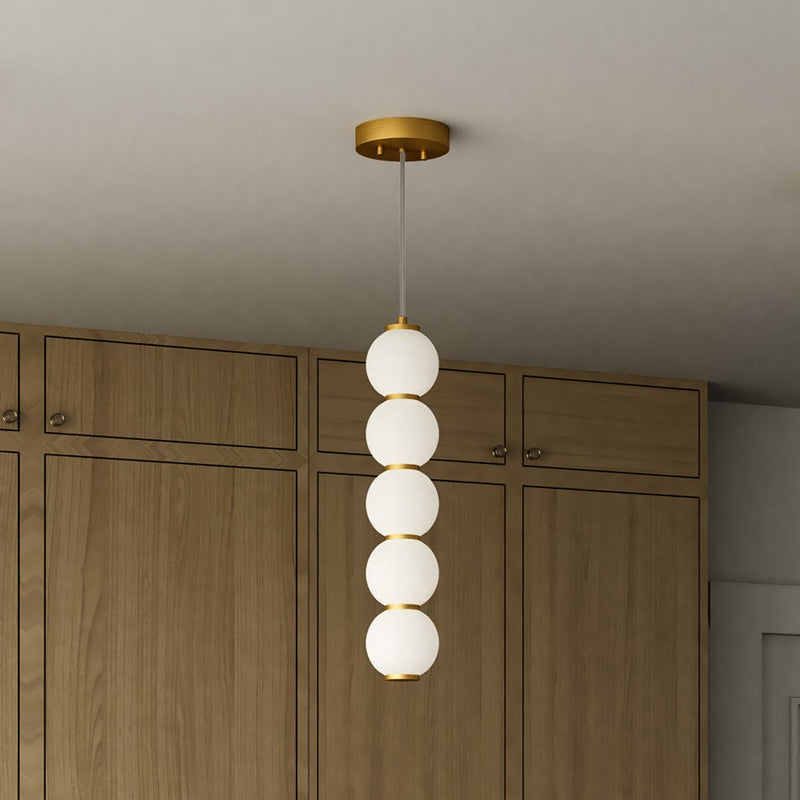 Alora Mood Bijou 5" LED Pendant, Aged Gold/Opal/Opal - PD531515AGOP-UNV