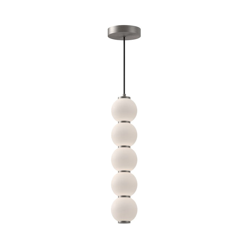 Alora Mood Bijou 5" LED Pendant, Brushed Nickel/Opal/Opal