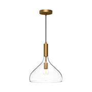 Kuzco Belleview 12in 1-Light Pendant | Aged Gold Metal and Clear Opal Glass | Kitchen Island & Dining Room | 14.25 x 11.88 in | Model PD532312AGCL
