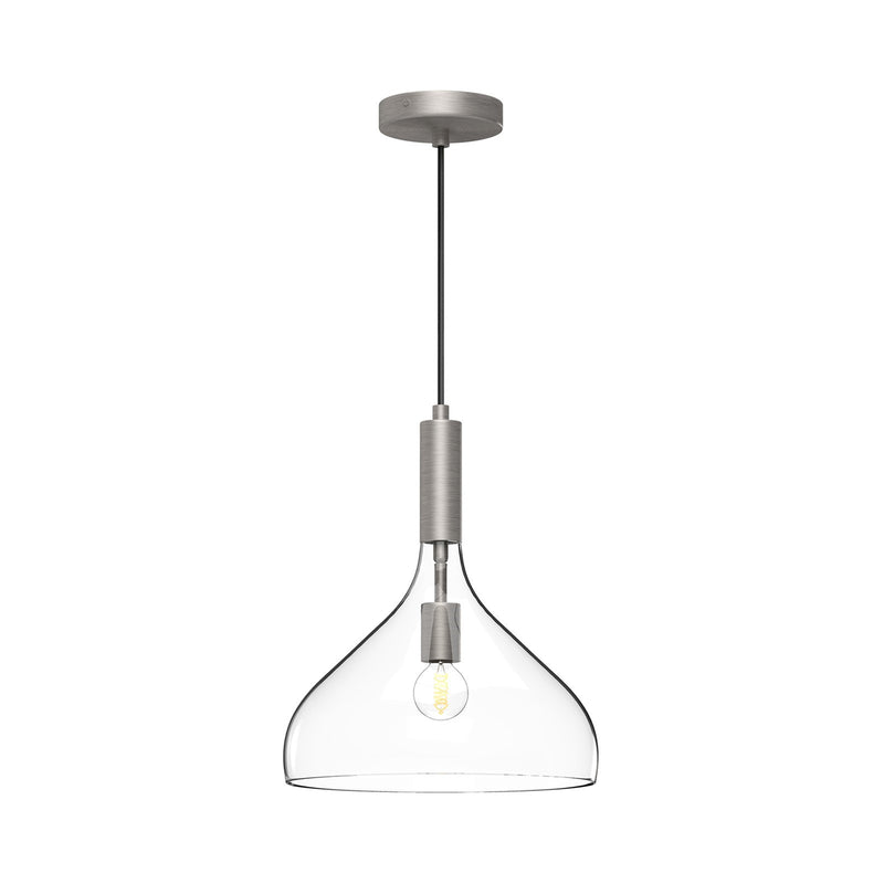 Alora Mood Belleview 12in 1-Light Pendant | Modern Brushed Nickel and Clear Glass | Kitchen Island & Dining Room | Model PD532312BNCL