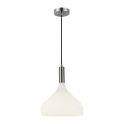 Kuzco Belleview 12in 1-Light Pendant | Classic Brushed Nickel and Opal Glass | Kitchen Island & Breakfast Nook | 14.25 x 11.88 in | Model PD532312BNOP