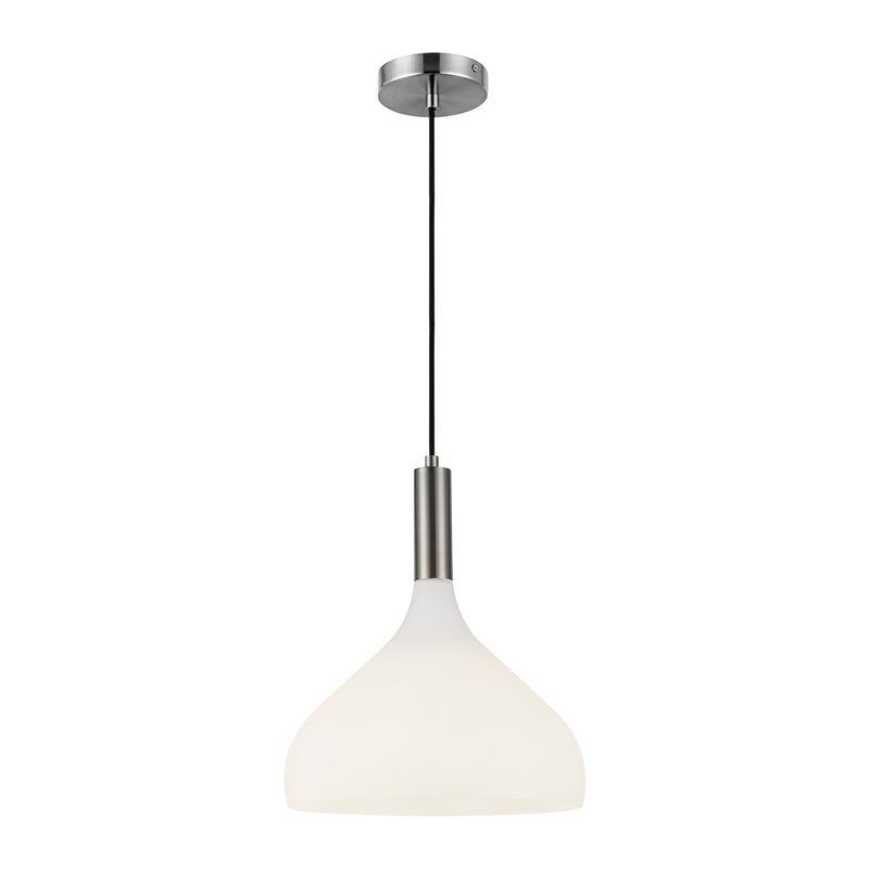 Kuzco Belleview 12in 1-Light Pendant | Classic Brushed Nickel and Opal Glass | Kitchen Island & Breakfast Nook | 14.25 x 11.88 in | Model PD532312BNOP