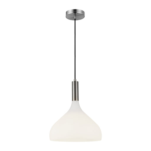 Kuzco Belleview 12in 1-Light Pendant | Classic Brushed Nickel and Opal Glass | Kitchen Island & Breakfast Nook | 14.25 x 11.88 in | Model PD532312BNOP
