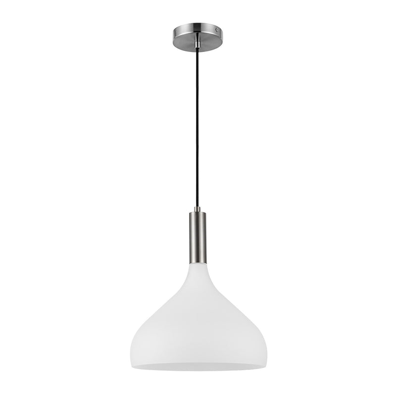 Kuzco Belleview 12in 1-Light Pendant | Classic Brushed Nickel and Opal Glass | Kitchen Island & Breakfast Nook | 14.25 x 11.88 in | Model PD532312BNOP