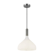 Kuzco Belleview 12in 1-Light Pendant | Classic Brushed Nickel and Opal Glass | Kitchen Island & Breakfast Nook | 14.25 x 11.88 in | Model PD532312BNOP
