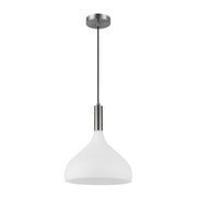 Kuzco Belleview 12in 1-Light Pendant | Classic Brushed Nickel and Opal Glass | Kitchen Island & Breakfast Nook | 14.25 x 11.88 in | Model PD532312BNOP