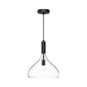 Kuzco Belleview 12in 1-Light Pendant | Clear Glass Matte Black and Opal Glass | Kitchen Island & Dining Room | 14.25 x 11.88 in | Model PD532312MBCL