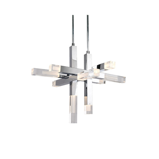 Kuzco Martelo 30in LED Pendant | Chrome Steel and Frosted Acrylic | Living Room & Dining Room | 30 x 30 x 23.5 in | Model PD53330-CH