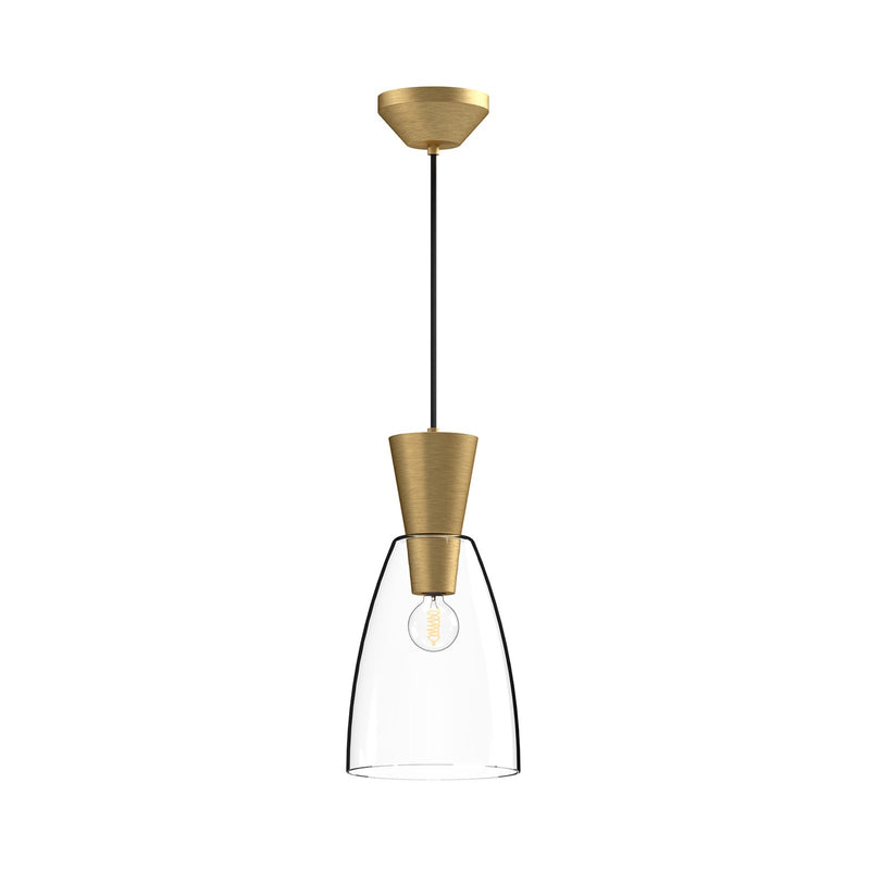 Kuzco Arlo 7in 1-Light Pendant | Brushed Gold and Clear Glass | Entryway & Dining Room | 14in H | Model PD534007BGCL