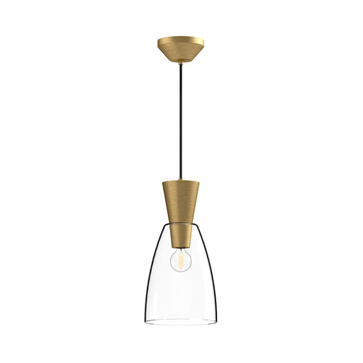 Kuzco Arlo 7in 1-Light Pendant | Brushed Gold and Clear Glass | Entryway & Dining Room | 14in H | Model PD534007BGCL