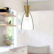 Kuzco Arlo 7in 1-Light Pendant | Brushed Gold and Clear Glass | Entryway & Dining Room | 14in H | Model PD534007BGCL