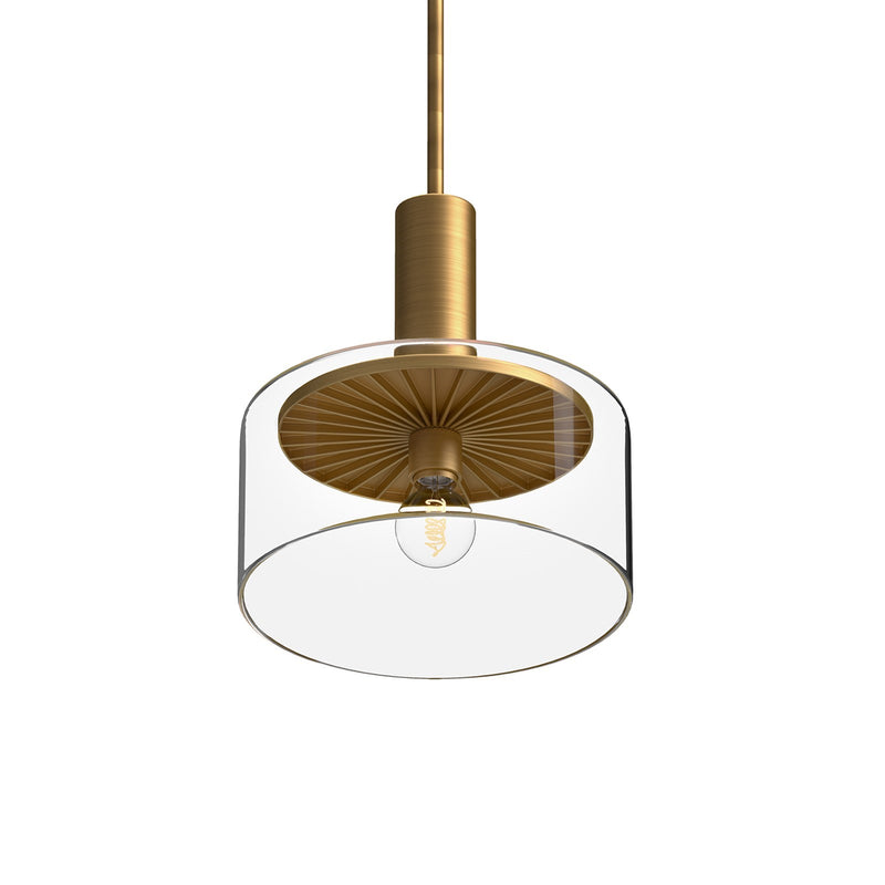 Kuzco Royale 10in 1-Light Pendant | Aged Gold and Clear Glass | Kitchen Island & Dining Room | 10 x 10 x 11.62 in | Model PD535010AGCL