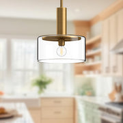 Kuzco Royale 10in 1-Light Pendant | Aged Gold and Clear Glass | Kitchen Island & Dining Room | 10 x 10 x 11.62 in | Model PD535010AGCL