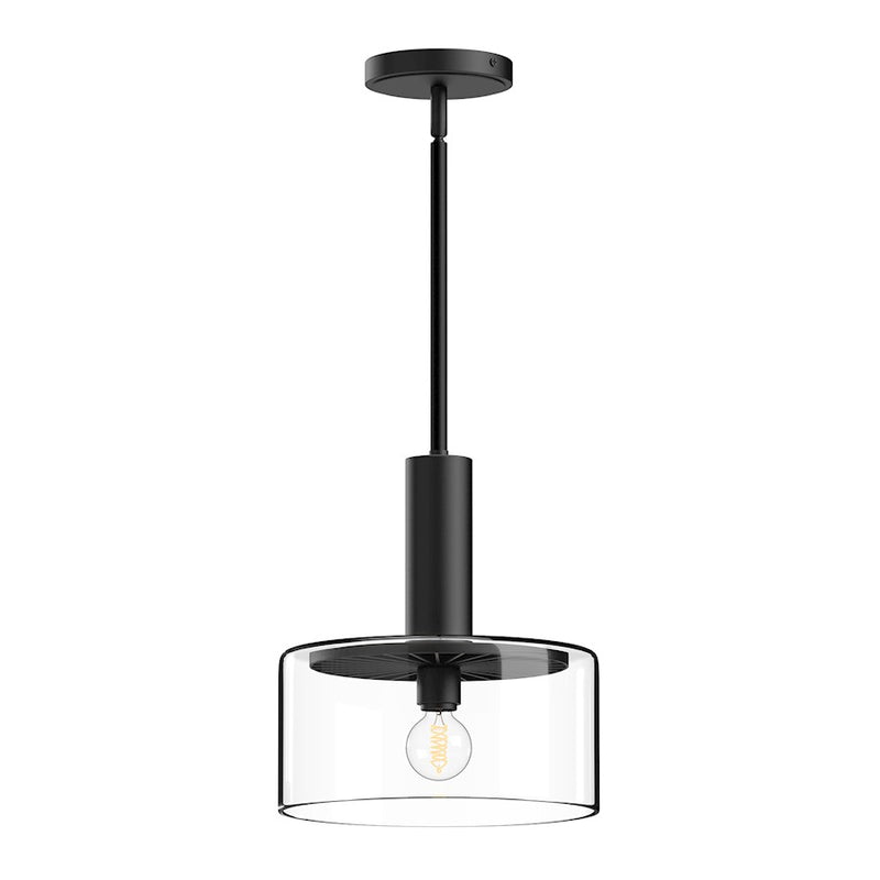 Kuzco Royale 10in 1-Light Pendant | Artisan Matte Black and Clear Glass Sunburst | Dining Room & Entryway | 11.62 x 10 in | Model PD535010MBCL
