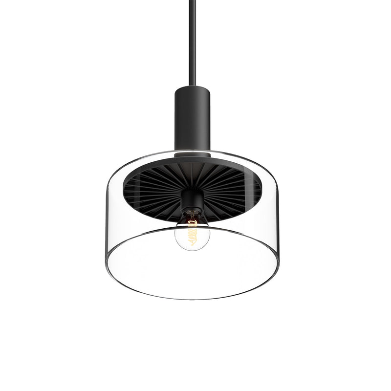 Kuzco Royale 10in 1-Light Pendant | Artisan Matte Black and Clear Glass Sunburst | Dining Room & Entryway | 11.62 x 10 in | Model PD535010MBCL